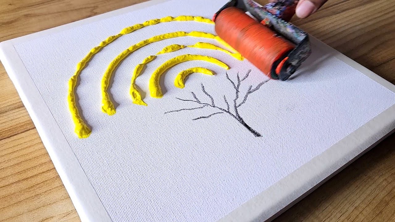 Acrylic Painting Technique For Beginners. Painting With Fan Brush & Roller. Daily Art 2023. Day#21