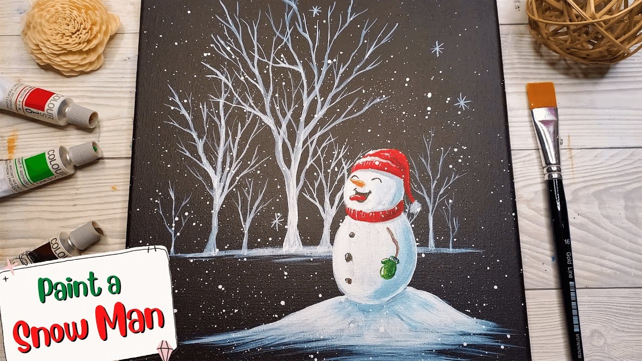 Daily Challenge #371 Painting WINTER SCENE on a Black Background