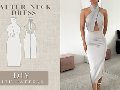 DIY Cross Over Halter Neck Dress Tutorial | How To Make a Cross Over Halter Neck Dress Tutorial