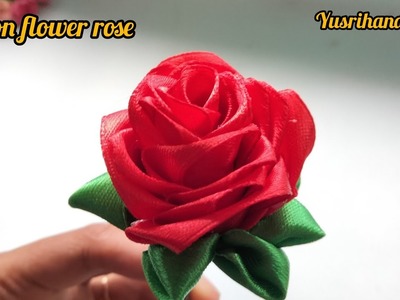 DIY.how to make satin ribbon flower rose easy||membuat bunga mawar dari pita satin