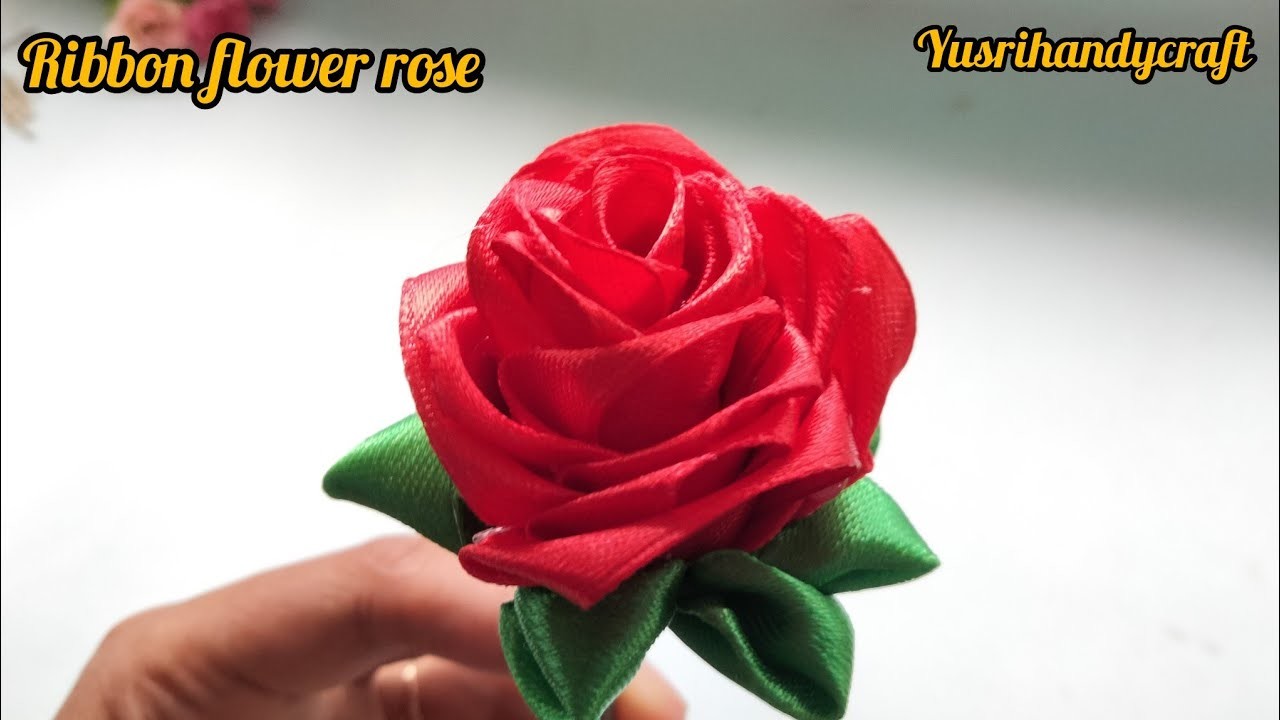 DIY.how to make satin ribbon flower rose easy||membuat bunga mawar dari pita satin