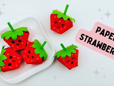 DIY PAPER  STRAWBERRY. Paper Crafts For School. Paper Craft. Easy Origami. paper Strawberry 3D
