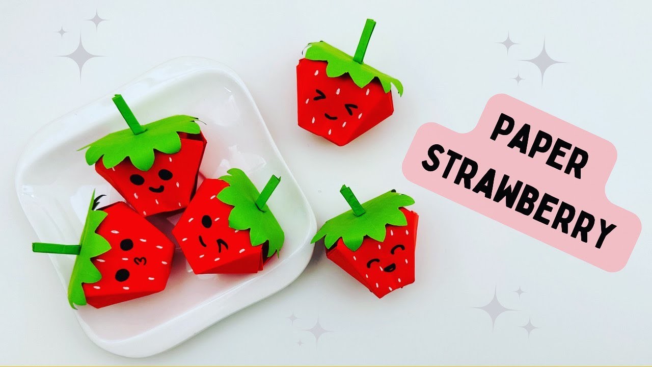 DIY PAPER  STRAWBERRY. Paper Crafts For School. Paper Craft. Easy Origami. paper Strawberry 3D