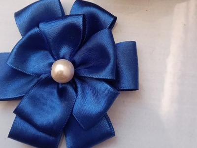 Diy ribbon flower clip.how to make ribbon flower clip at home