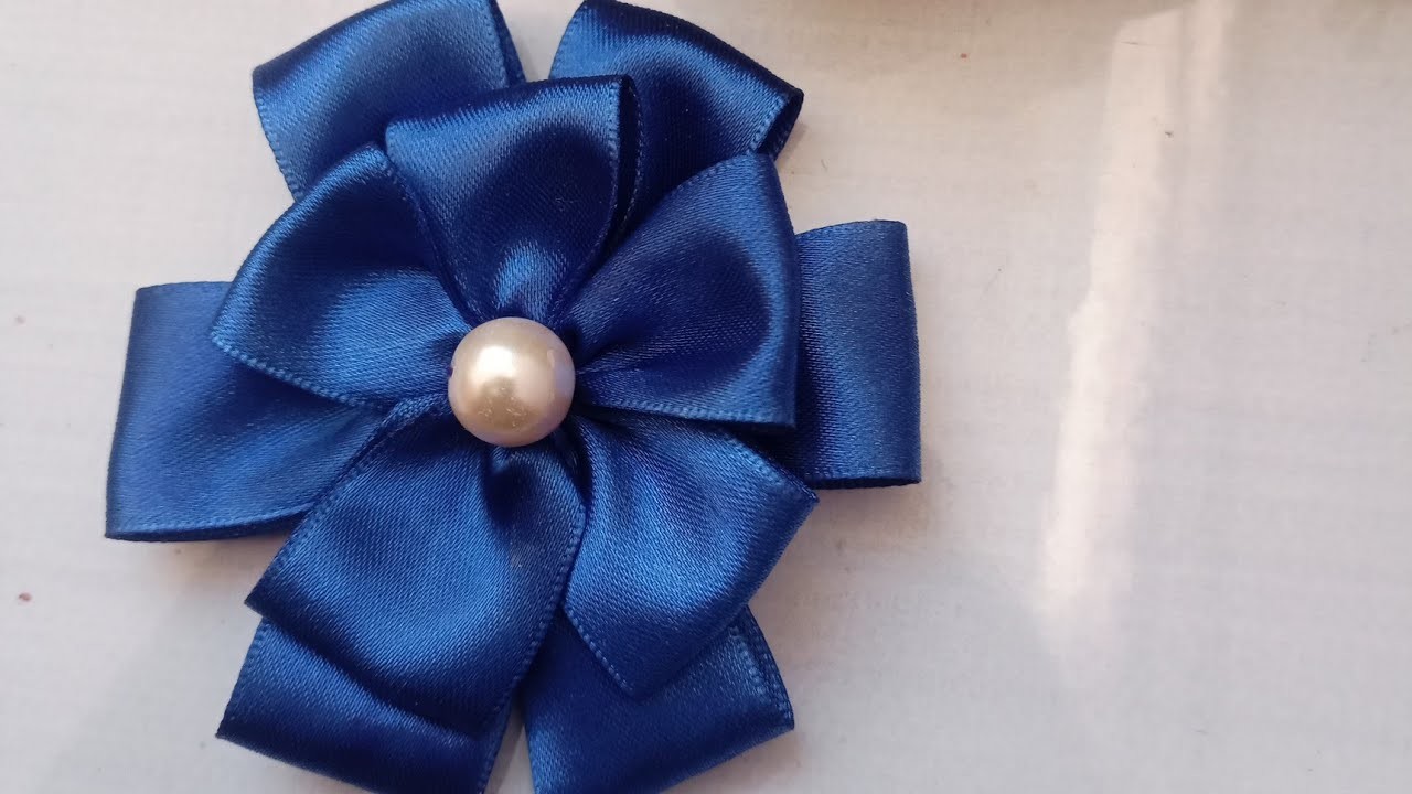 Diy ribbon flower clip.how to make ribbon flower clip at home