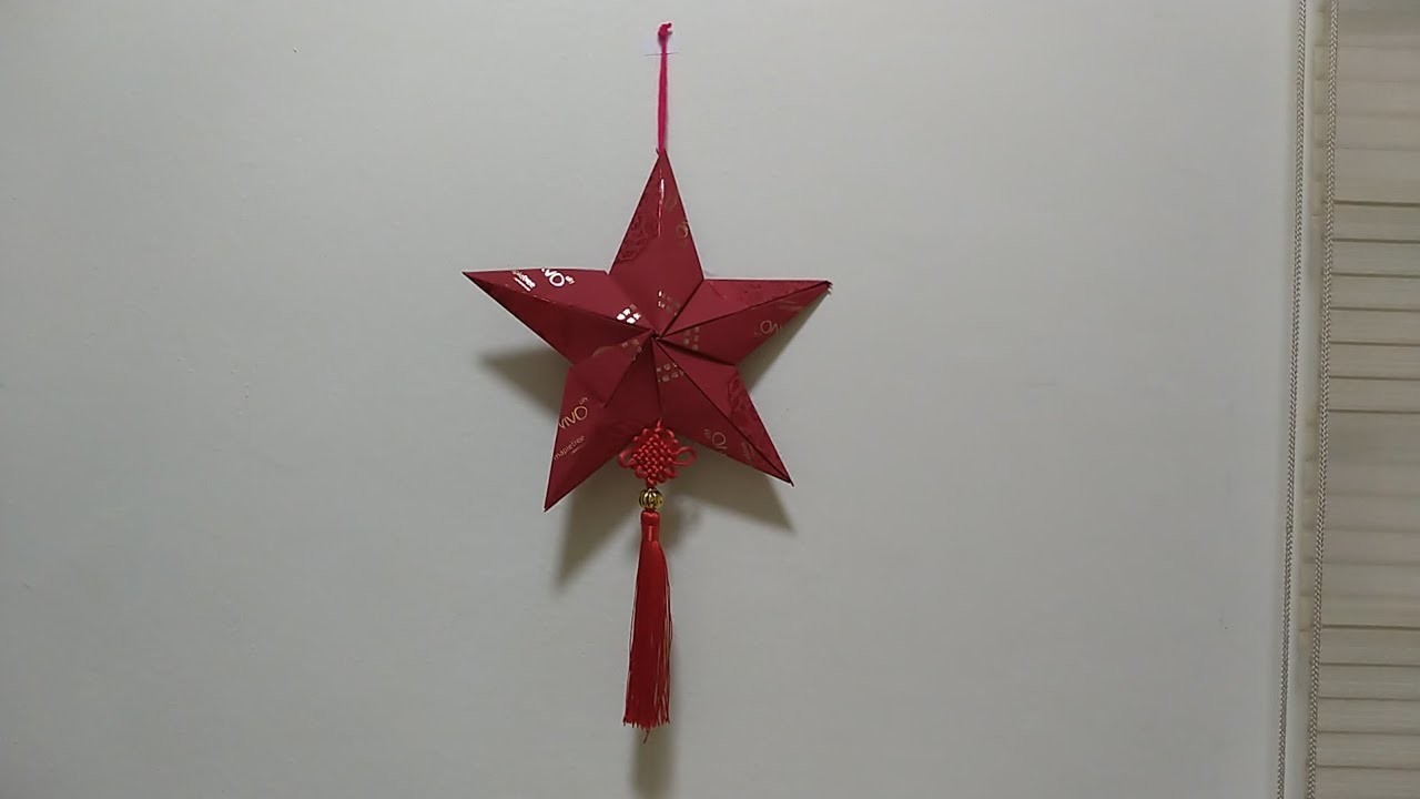 DIY STAR LANTERN ???? MADE OF RED ENVELOPE. HONGBAO