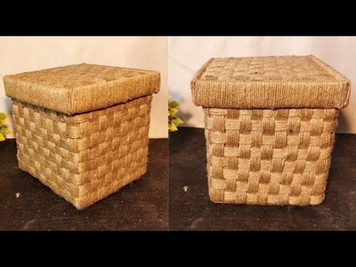 Diy wicker basket from jute rope and cardboard. Jute and Cardboard craft. Hamna Nadeem