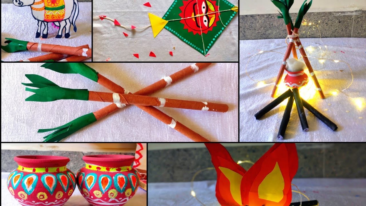 Easy Pongal craft.diy pongal craft.makarsankranti craft. lohri craft.pongal decoration ideas