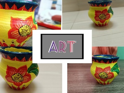 Easy Pot Painting Ideas | DIY Pot Decoration | Painting Clay Pots With Acrylic | Pot Painting Ideas