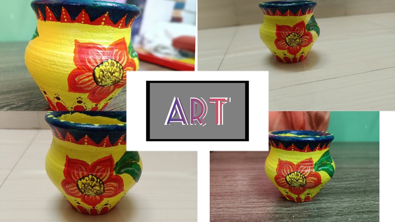 Easy Pot Painting Ideas | DIY Pot Decoration | Painting Clay Pots With Acrylic | Pot Painting Ideas