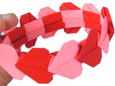 Easy Valentine's Day DIY. How to make Origami Heart Bracelet. Paper Hearts Valentine Bracelet