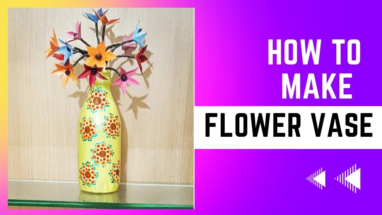 Glass bottle decoration ideas | Easy bottle craft | Beautiful flower vase using empty glass bottle