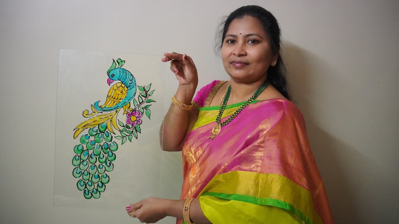 Glass Painting without brush in Telugu