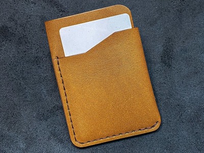 Handmade Minimalist leather card holder DIY - This is my first PDF Pattern #leathercraft