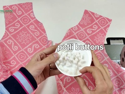 How to attach Potli Buttons on Kurti. Blouse. Perfect Method