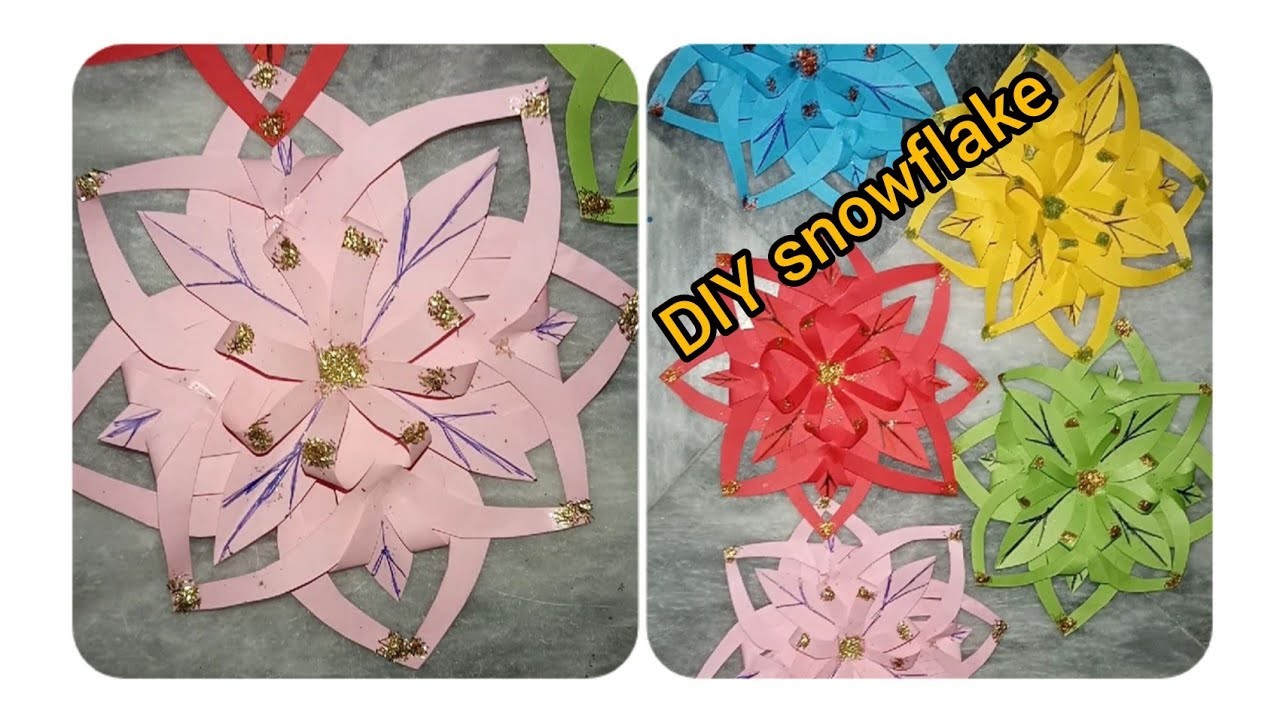 How to make easy paper snowflake Wall hanging.3d paper snowflake.wall decoration ideas.