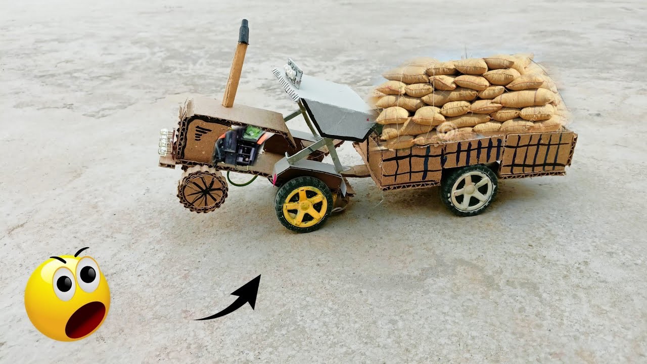 How to make powerfull tractor with cardboard ????||DIY cardboard tractor||ghr pe tractor kaise banaye