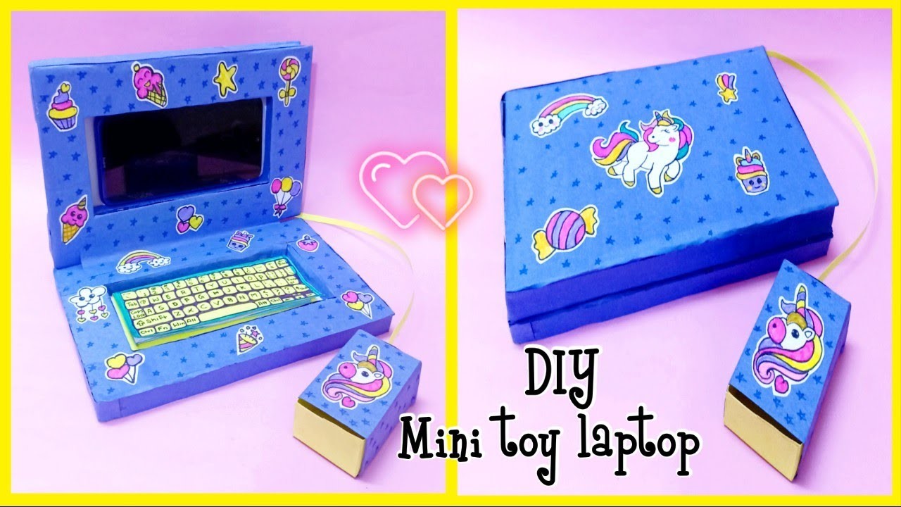 How to make toy laptop phone holder. mini laptop craft from waste cardboard DIY Organizer craft