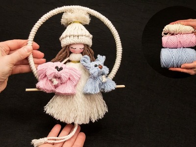 Macrame doll with puppies easily - a beautiful handmade decoration!
