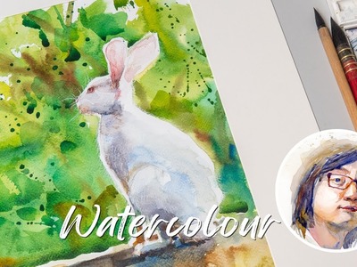 Painting a Bunny in Watercolour for Beginners and happy chinese new year #shorts #watercolor