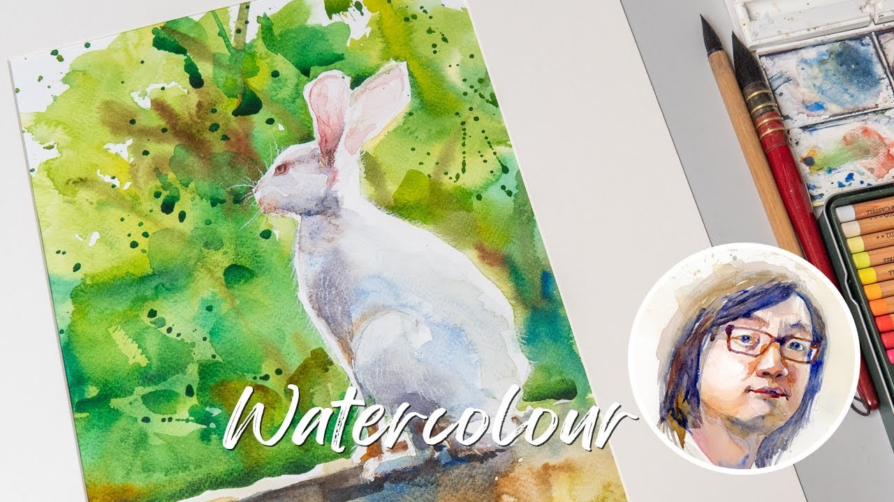 Painting a Bunny in Watercolour for Beginners and happy chinese new year #shorts #watercolor