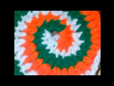 Tirnga Spiral granny sqare crochet coaster diy tutorial for beginners #knitting #republicday #stitch