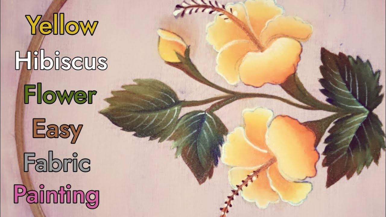 Beautiful Yellow Hibiscus Flower || Fabric Painting Tutorial || Pillow Cover Design #fabricpainting