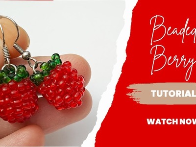 Berries beaded bead earrings.How to make jewelry.Beaded berry tutorial