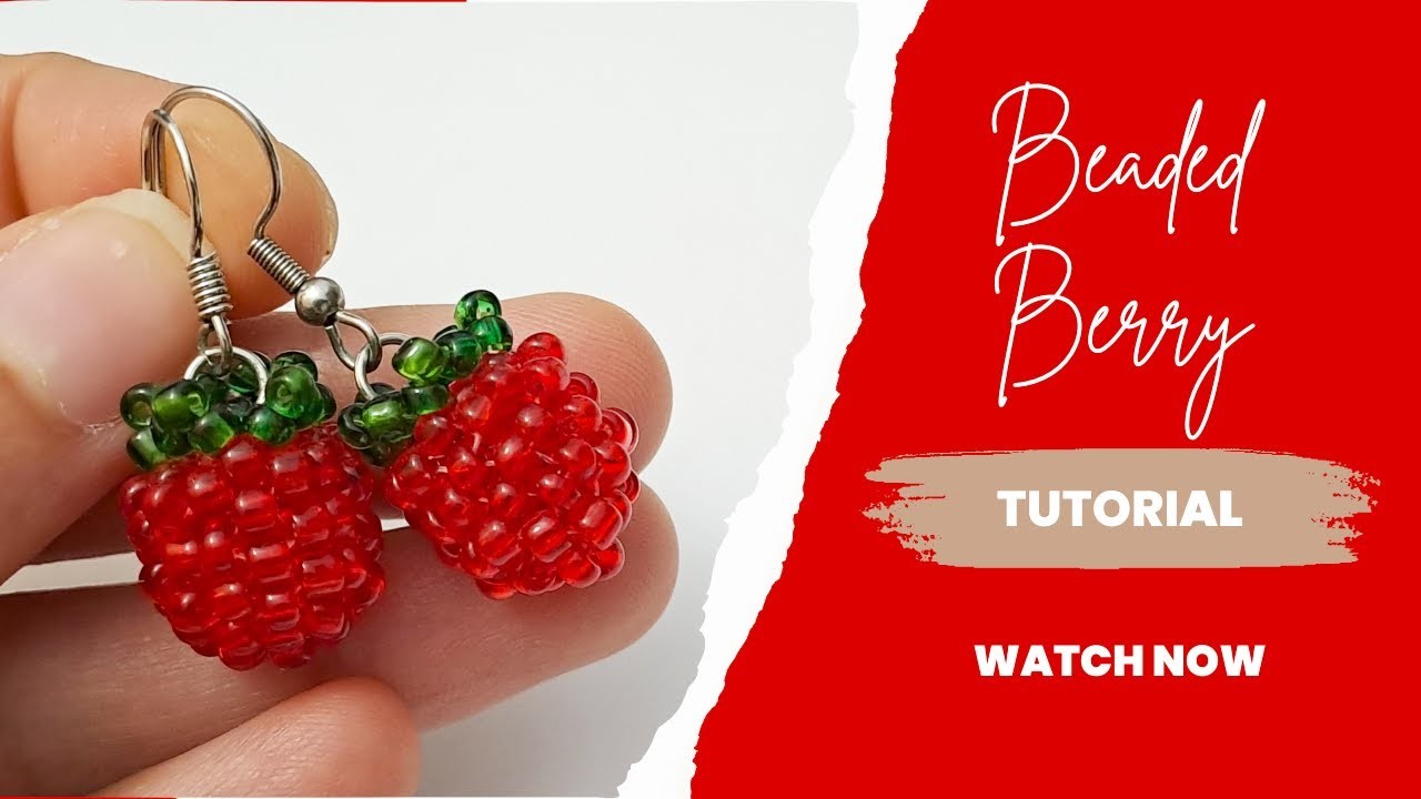 Berries beaded bead earrings.How to make jewelry.Beaded berry tutorial