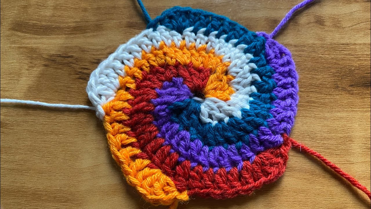 Crochet beautiful multicoloured coaster. easy crochet for beginners.
