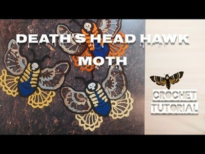 Crochet Death's Head Hawk Moth Tutorial (Skull, Lace, Butterfly, Applique) WOW!????