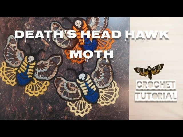 Crochet Death's Head Hawk Moth Tutorial (Skull, Lace, Butterfly, Applique) WOW!????