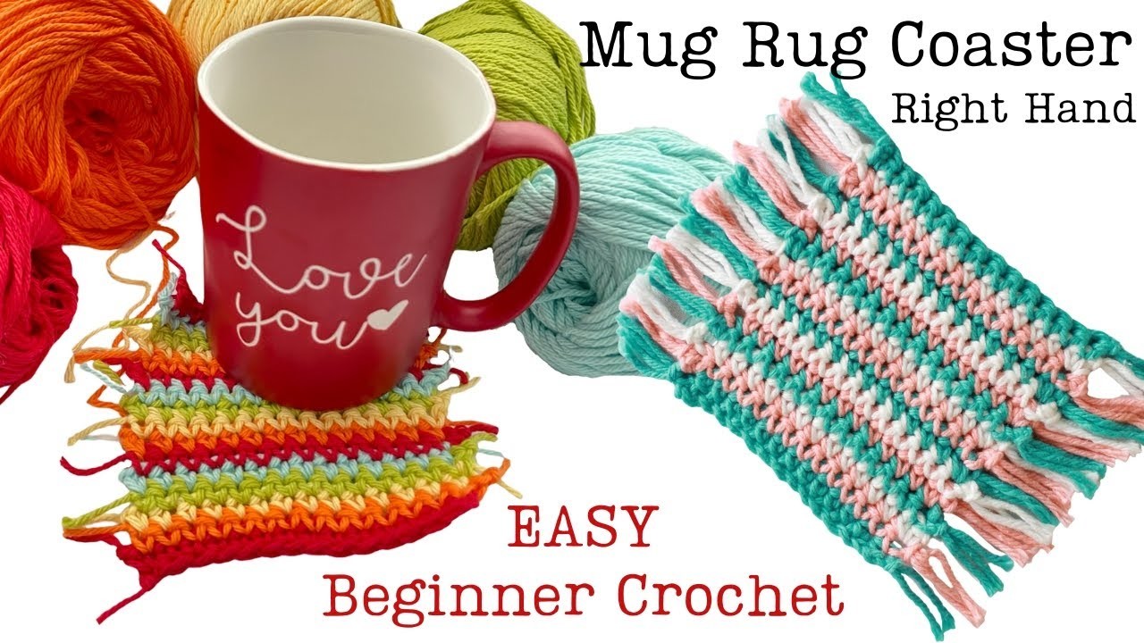 ???? Crochet EASY & FAST HOW TO Coaster PATTERN BEGINNER YouTube Video DIY Mug Rug RIGHT HAND Knit