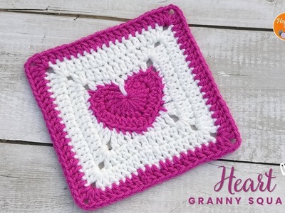 Crochet Heart SOLID Granny Square - Beginners | Great to turn into Bags, Sweater, Crochet Blankets