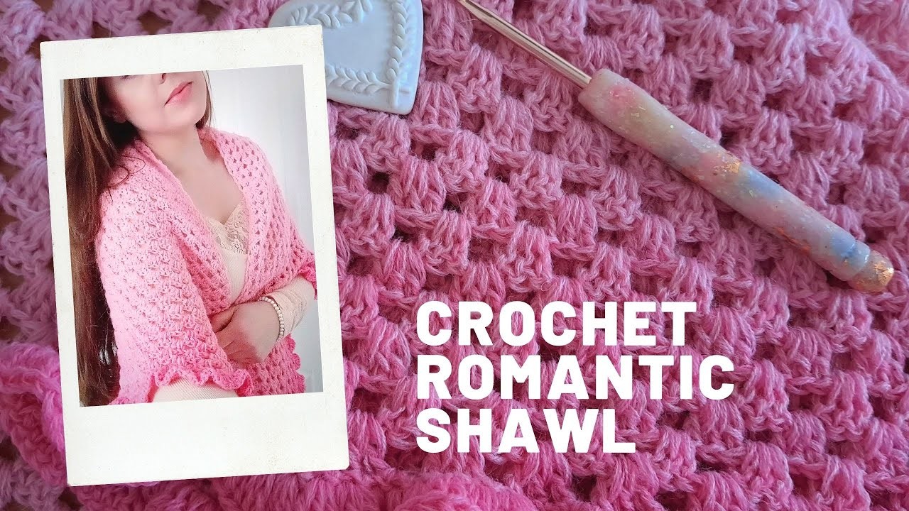 CROCHET ROMANTIC VINTAGE PINK SHAWL | Crochet Easy Granny Triangle Wrap For Beginners & Free Pattern