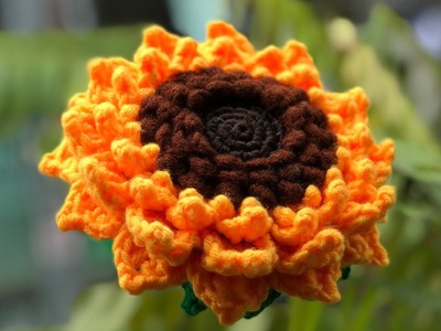 Crochet Sunflower tutorial 4-layer petal