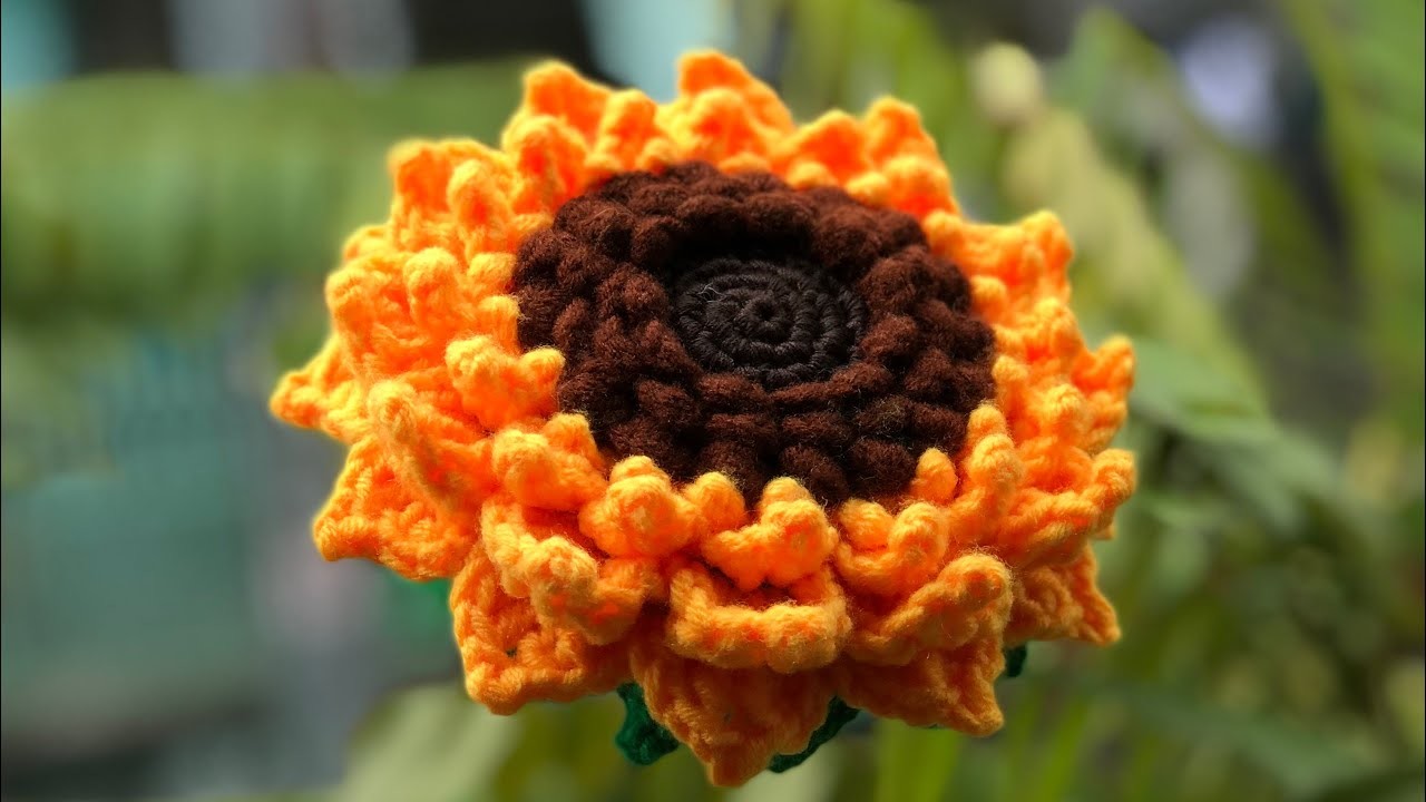 Crochet Sunflower tutorial 4-layer petal