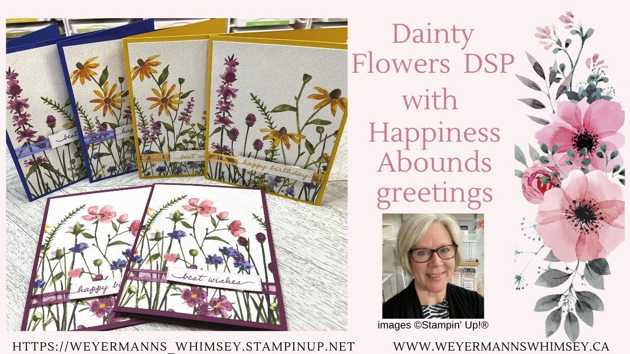 Dainty Flowers Sale-A-Bration DSP with color matched ribbon card ideas.