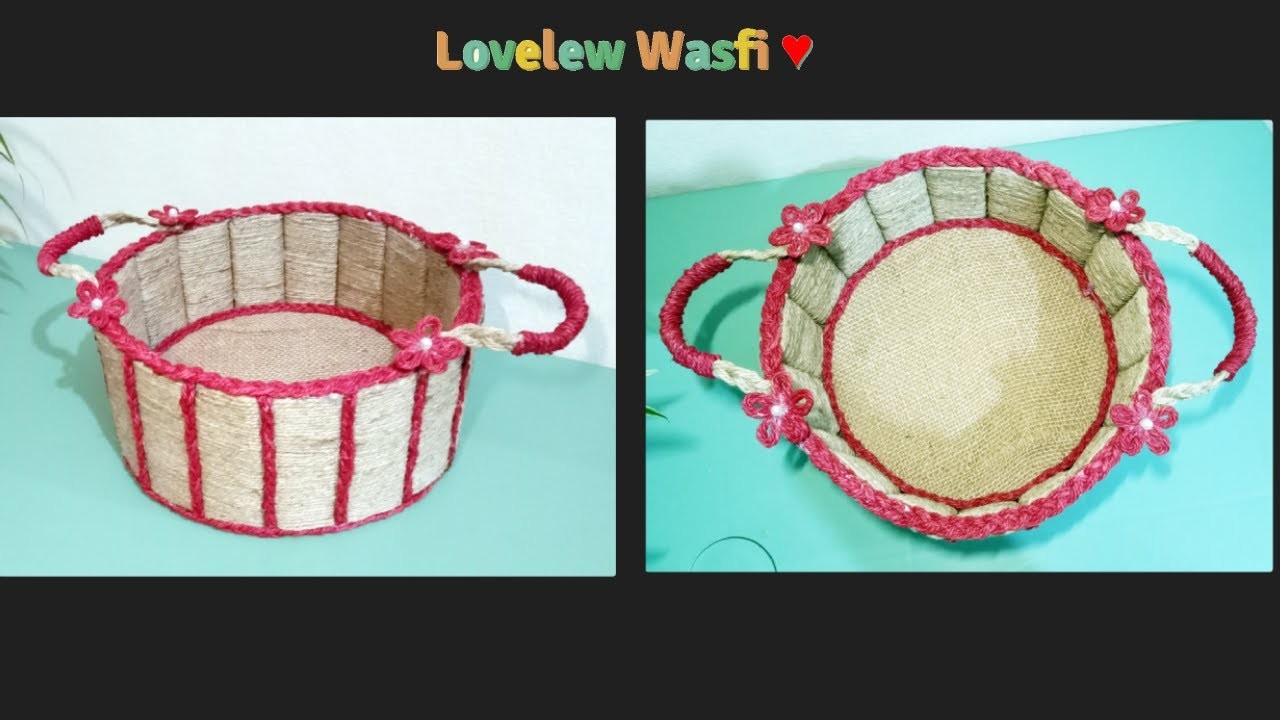 Diy jute Basket. Diy Rope Basket. Jute Rope Basket.Handicraft Ideas from Jute. Weaving Basket