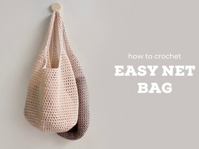 How to crochet easy net bag (beginner & step by step)