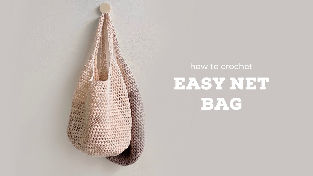 How to crochet easy net bag (beginner & step by step)