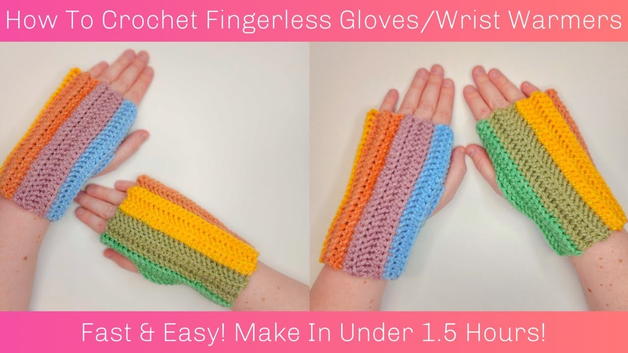 How To Crochet Fingerless Gloves | Crochet Wrist Warmers Tutorial - Make in under 1.5 hours!