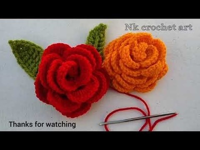 How to crochet rose flower ||easy crochet rose pattern 2023@Nk crochet art