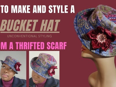 How to make a BUCKET HAT | from a thrifted scarf