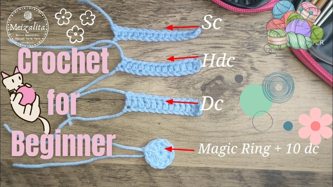 How to make Double Crochet, Half Double Crochet and Magic RinglCrochet for Beginner part 2