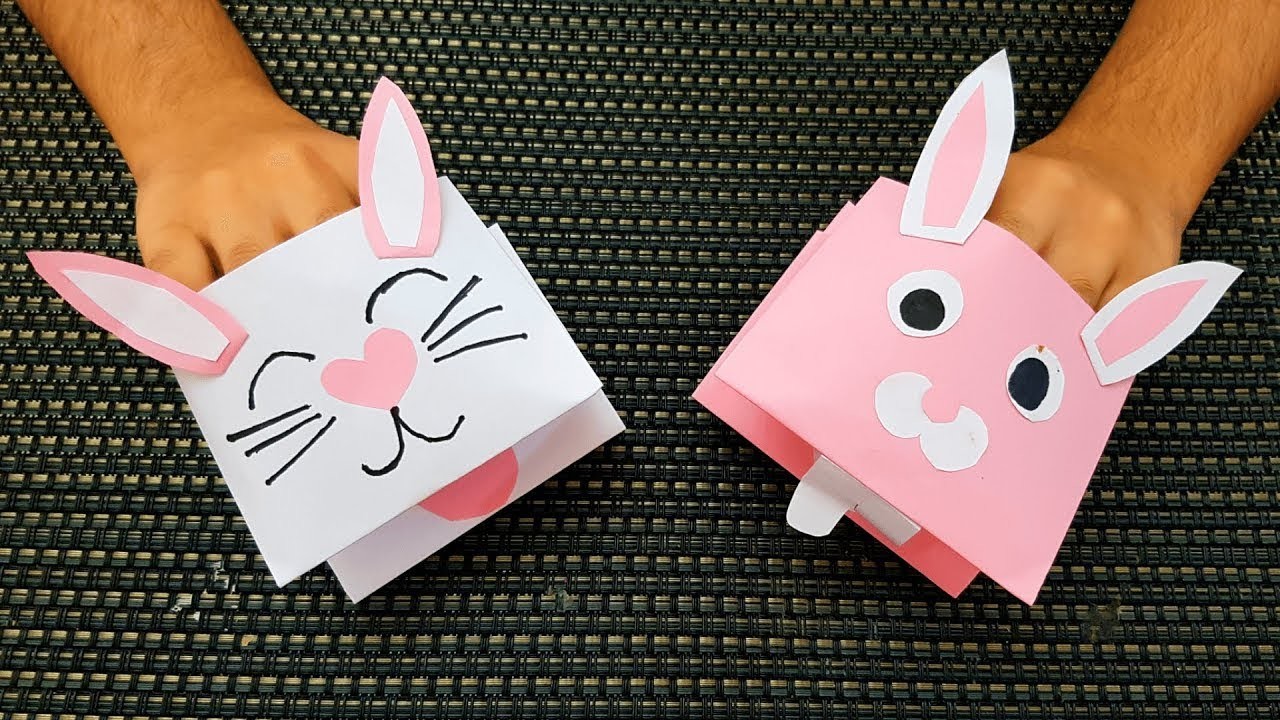 How To Make origami paper Bunny Puppet | rabbit Finger Puppet | Diy paper craft - paper rabbit bunny