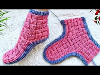 Ladies socks | two color Knitting socks | 5 no. easy socks Knitting | Purple Kreations