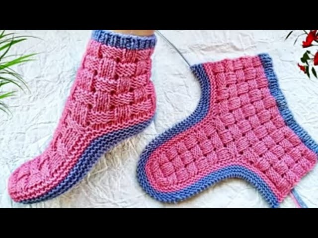 Ladies socks | two color Knitting socks | 5 no. easy socks Knitting | Purple Kreations