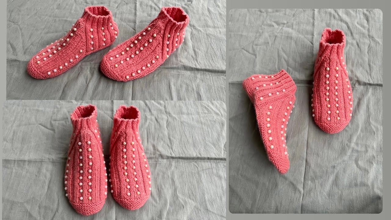 New socks knitting pattern with pearls for women| How to knit ladies socks|Socks Knitting Pattern#28