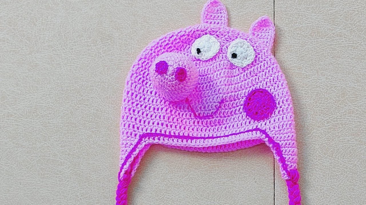 Peppa pig crochet cap for 2 to 3 year old (subtitles available)